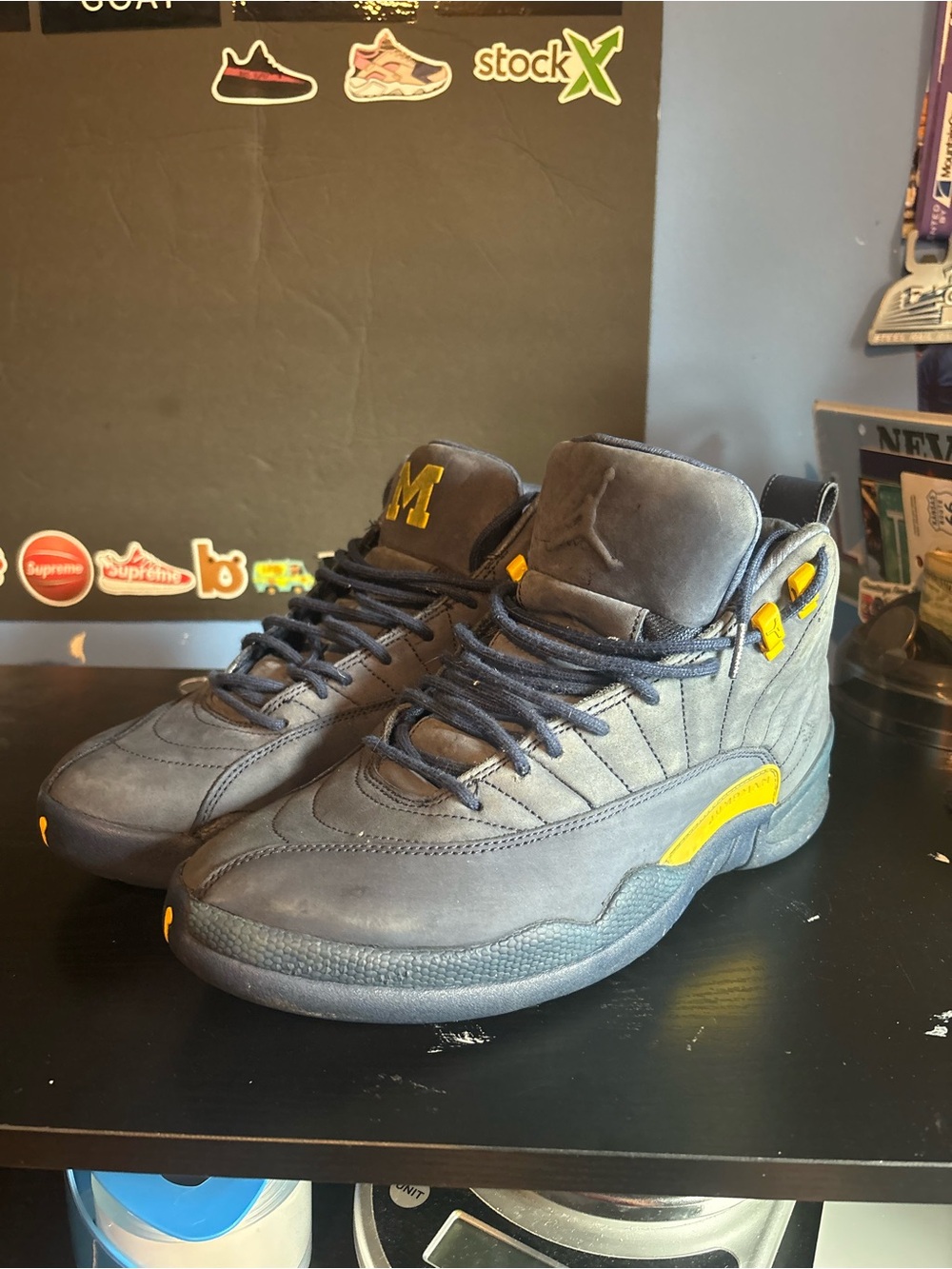 Jordan 12 Michigan Navy Blue Gold Worn No Box Size 12